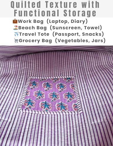 100% Cotton Quilted Tote Bag For Women
