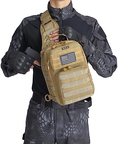 Tactical Sling Backpack With Holster Military Crossbody Bag for Men Single Shoulder Back Pack 10L
