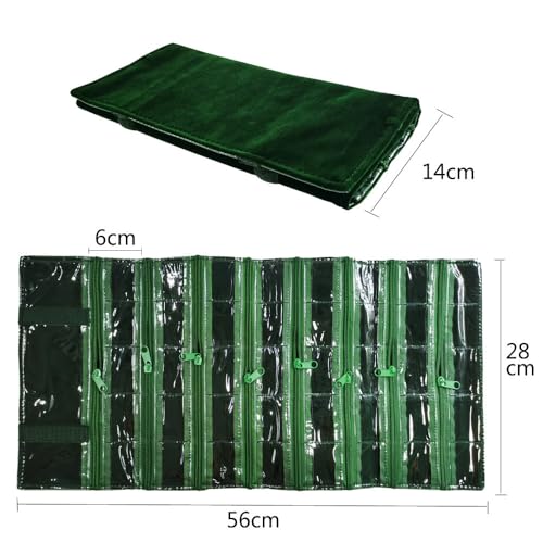 Travel Jewelry Roll Bag Portable Organizer Pouch With Grids&PVC Cover Storage Bags for Necklace