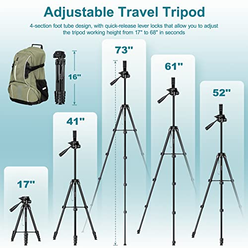 Phone Tripod 68" Tripod for Phone Stand Video Recording Photos