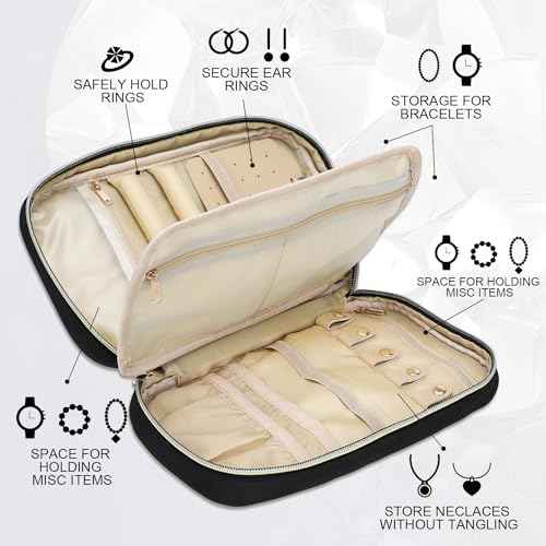 Travel Jewelry Case Organizer for Necklace & Earrings