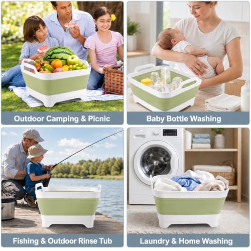 Collapsible Dish Basin with Drain Plug