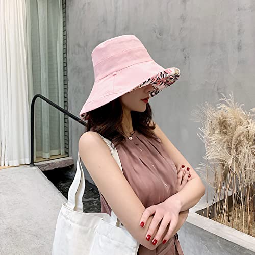 Women Floral Reversible Wide Brim Sun Hats Summer UV Protection Hiking Fishing Hat Wired Edge Beach Garden Lawn Work Cap Chin Strap