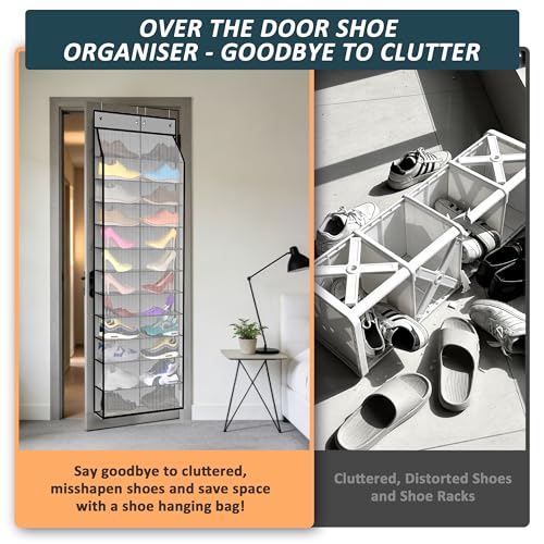 24 Pair Over Door Shoe Organizer for Family & Kids (12 Count)