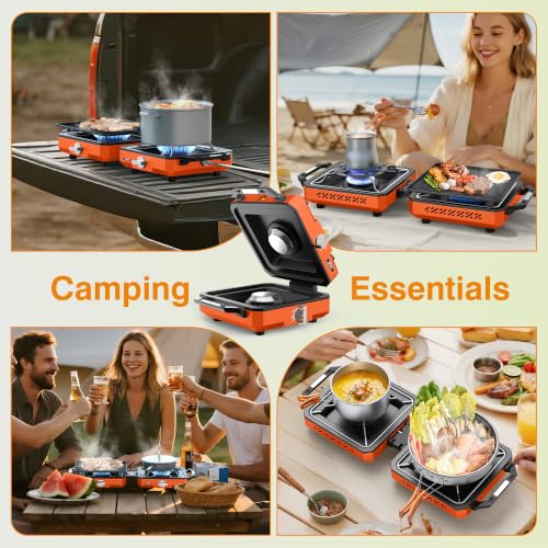 2 Burner Camping Stove with Windshield