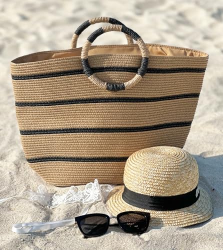 each Bags for Women Straw Tote Bag Summer Beach Bag Large Woven Straw Tote for Vacation Holiday