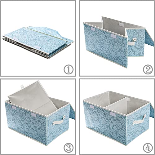 Large Stackable Storage Bins with Lids Fabric Decorative Storage Box Cubes Organizer Containers Baskets with Cover Handles Divider for Bedroom Closet Living Room 17.3x11.8x9.8 Inch 3 Pack (3 Count)