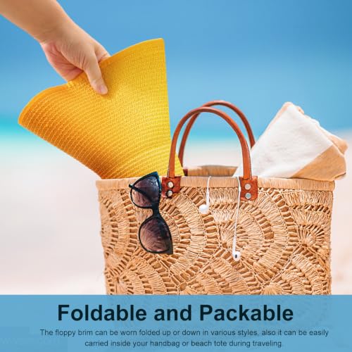 Sun Hats for Women Wide Brim Summer Hat Large Floppy Sun Straw Hat Foldable Packable Beach Hats UPF 50+