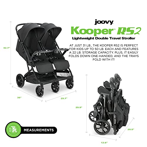 Kooper RS2 Lightweight Travel Double Stroller Featuring Dual Snack Trays