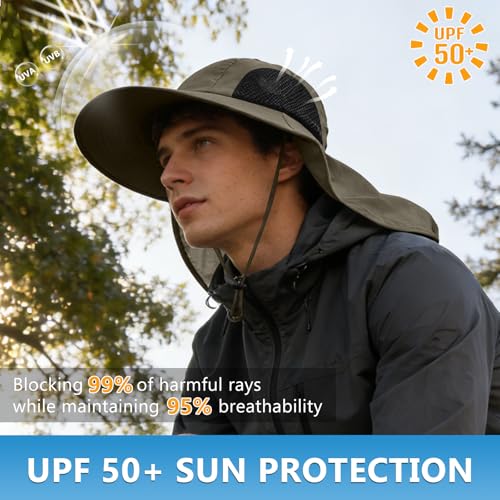 Sun Hat for Men Women with Neck Flap