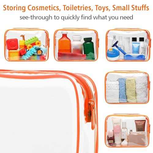 Clear Makeup Bag with Zipper (3 Piece)