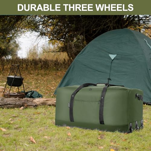 120L Foldable Rolling Duffel Bag with 3 Wheels