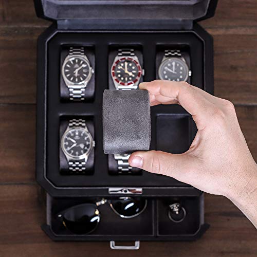 Gift Set 6 Slot Leather Watch Box and 2 Watch Travel Case
