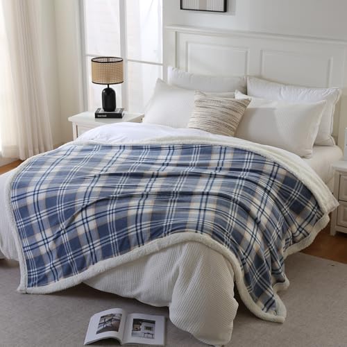 Sherpa Blanket Twin Plaid Thick Bed Blanket