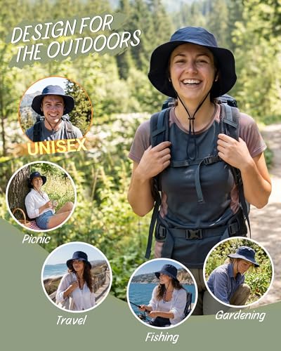 Water Resistant UPF 50+ Sun Bucket Hat Packable Brimmed for Women Men