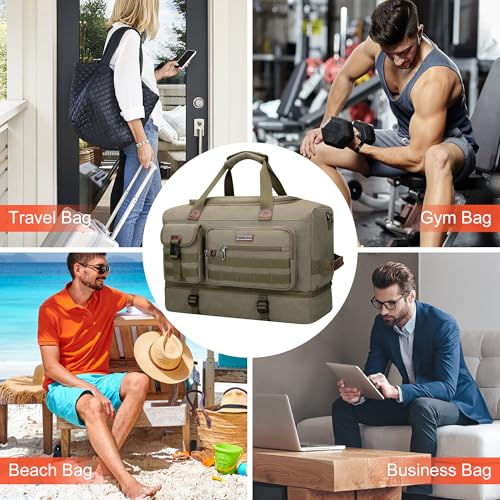 Duffle Bag for Men 60L Travel Canvas Weekender with Toiletry Bag