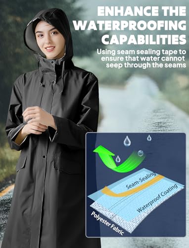 Waterproof Rain Poncho for Women Packable Hooded Raincoat with Pocket