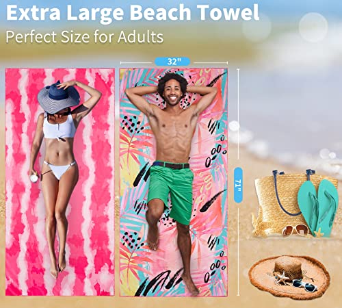 Microfiber Beach Towel Oversized 71x32 Multiple with Bag 6 Pack Bulk (6 Count)