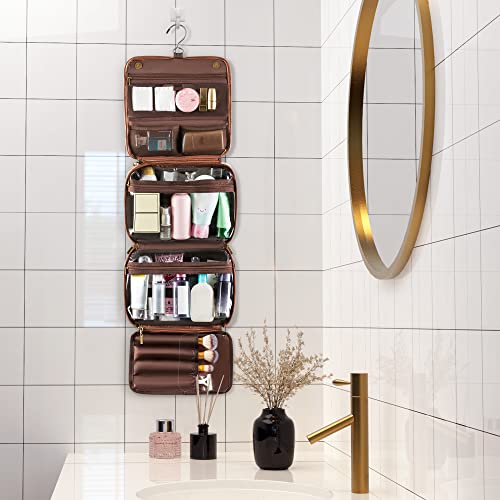 Hanging Toiletry Bag Removable Travel Bag PU leather Makeup Cosmetic Organizer Kit