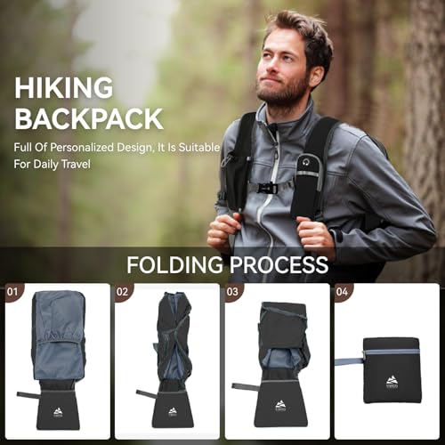 15L Small Hiking Backpack for Men Women Lightweight Packable Backpack Foldable Casual Daypack for Camping Travel Outdoor