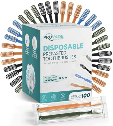 100 Pack Disposable Toothbrushes with Toothpaste