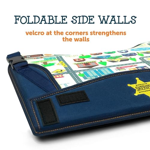 2-in-1 Kids Toddler Travel Tray & Back Seat Organizer — Foldable Waterproof Car Tray with Tablet Holder, Cup Holder, Storage Pockets for Road Trips & Airplane (Premium Blue)