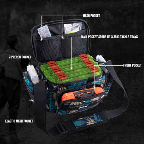 Fishing Tackle Bag with 3PCS 3600 Green Tackle Boxes (3 count)