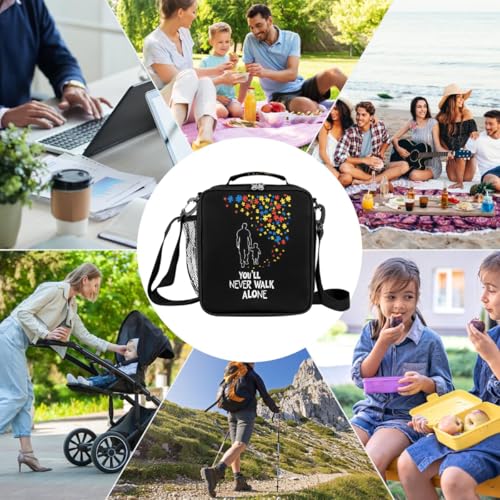 Autism Lovely Kids Lunch Box for Girls Boys Reusable Insulated Lunch Bag for Kids Toddler Thermal Cooler Spacious Lunchbox with Shoulder Strap Lunchbag for School Work Picnic (print 11)