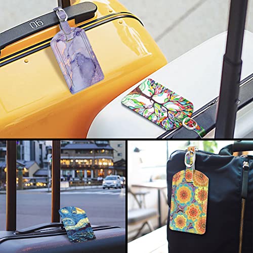 2 Pack Luggage Tags Leather Name ID Labels with Privacy Cover (2 Count)