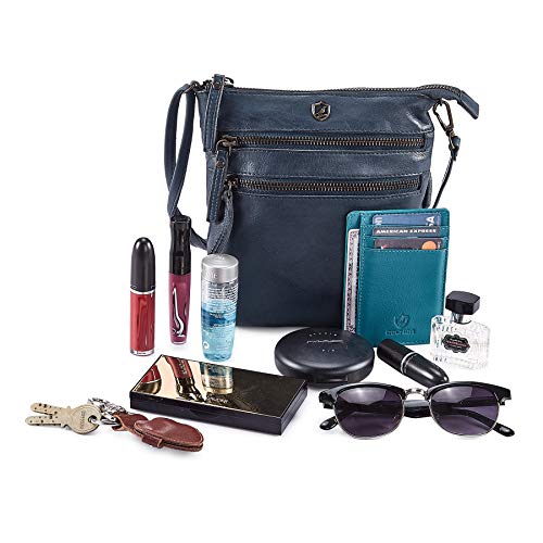 Small Crossbody Bags for Women Genuine Leather Travel Purse Vintage Sling Shoulder Bag with Adjustable Strap & Zipper Pockets