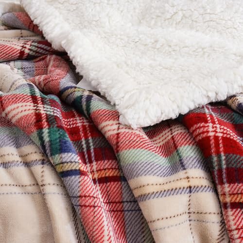 Sherpa Fleece Throw Blanket 60" x 80" Reversible Plush Fluffy Large Big Blanket Lattice Flannel Blankets for All Season Use