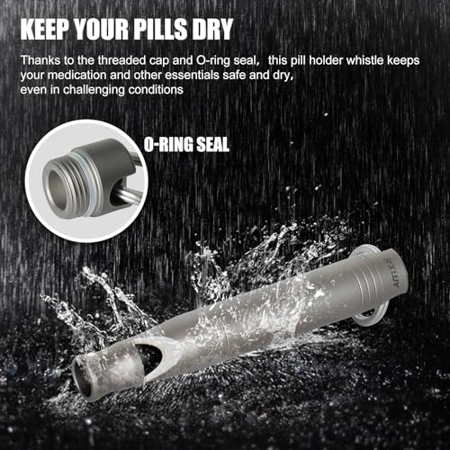 Titanium Emergency Whistle with Hidden Pill Holder Case