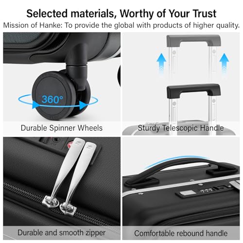 20 Inch Carry On Luggage with Cup Holder and USB Ports