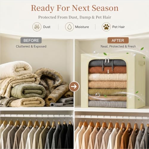 Blanket Storage Bins with Metal Frame for Closet (4 Count)