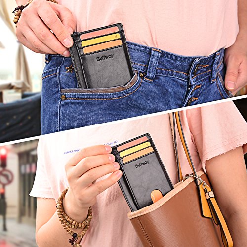 Slim Minimalist Front Pocket RFID Blocking Leather Wallets for Men and Women