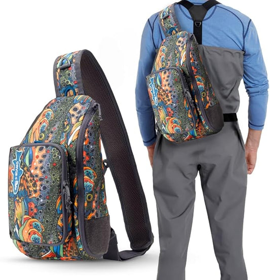 Orvis Mini Sling Pack (26B2) Shoulder Strap Tackle Backpack - Fly Fishing Tool Bag of 100% Recycled ECO CORDURA Fabric With TPU Coating, 5-Liter Capacity and Internal Features, Fishe Unbound Brown - One Size