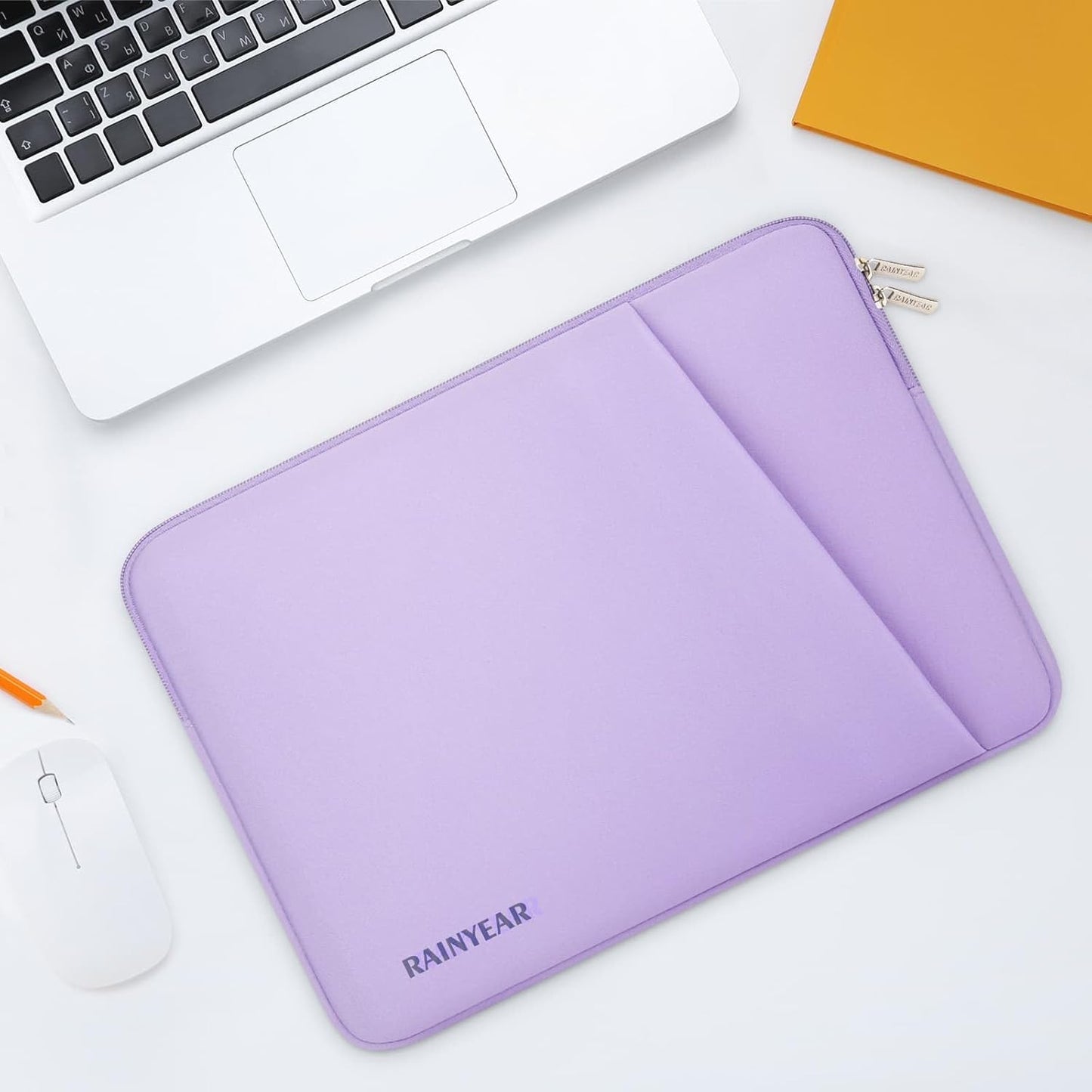 RAINYEAR Laptop Sleeve Case with Front Pocket, 13.3 Inch Protective Portable Case Briefcase Laptop Bag Cover Compatible with MacBook Air/Pro 13-13.3 inch, MacBook Pro/Max 14 inch, Purple