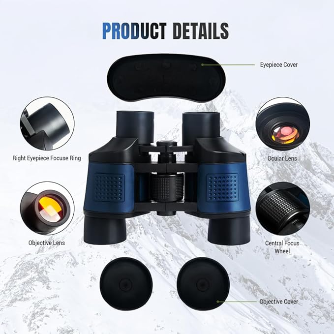 20x50 High Powered Binoculars for Adults, Waterproof Compact Binoculars with Low Light Vision for Bird Watching Hunting Football Games Travel Stargazing Cruise with Carrying Bag