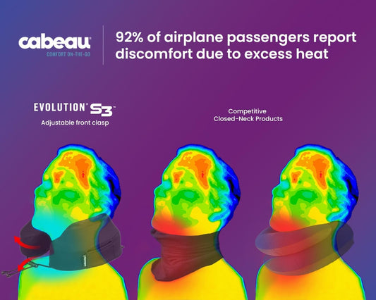 Cabeau Airplane Travel Pillow for Long Flights - Evolution S3 - Supportive Memory Foam with Seat Straps to Secure Your Head and Neck and Provides 360° Support (Steel Grey)