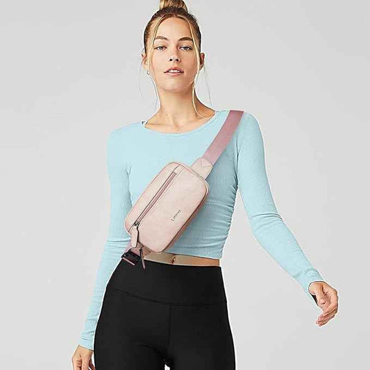 2L Fanny Packs Everywhere Belt Bag Small Fashion Crossbody Waist Pack Faux Leather Waterproof Sling Chest Bag For Women Trendy Pink