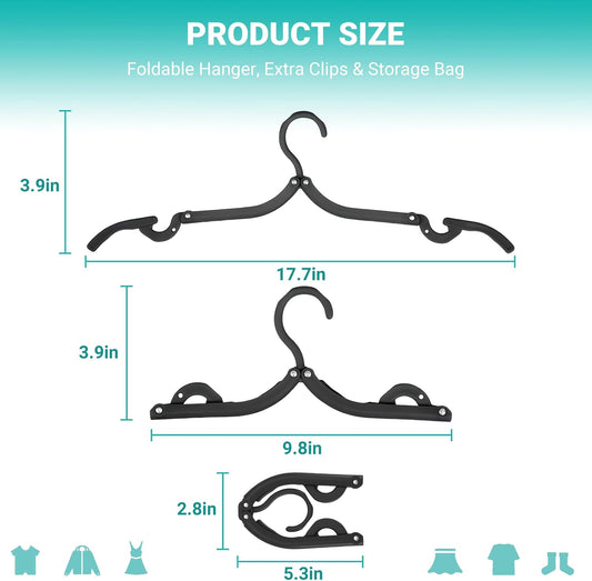 10Travel Hangers Foldable,Folding for Travtravel Hangerscruise Essentials , 2025 Upgraded Folding Travel, Foldable for Suitcaseeling Travel Hangers (Black)