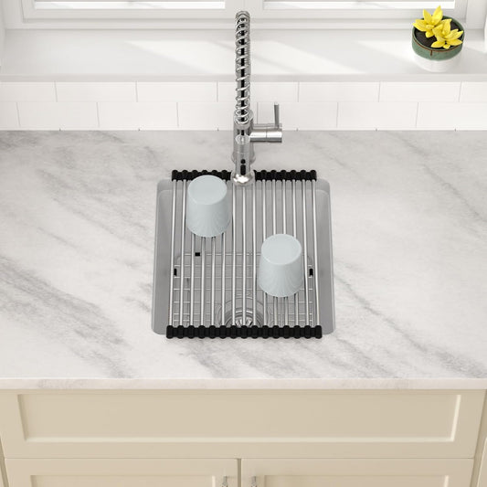 Dcolara 15 Inch White Undermount Wet Bar Sink Single Bowl Kitchen Sink Modern prep sink Granite Composite,DC-GUW001