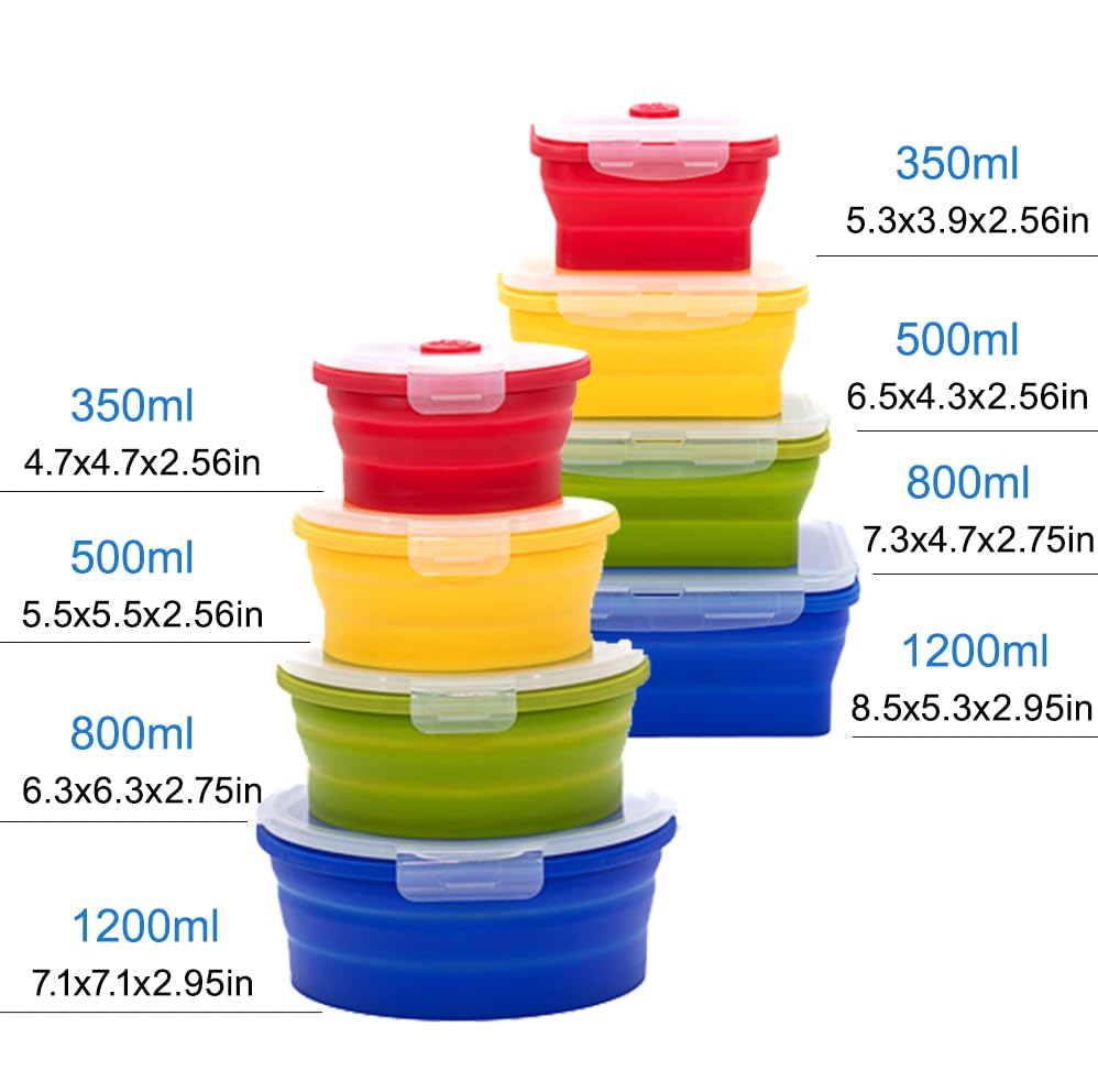 Collapsible Silicone Food Storage Container Set (8 Count)
