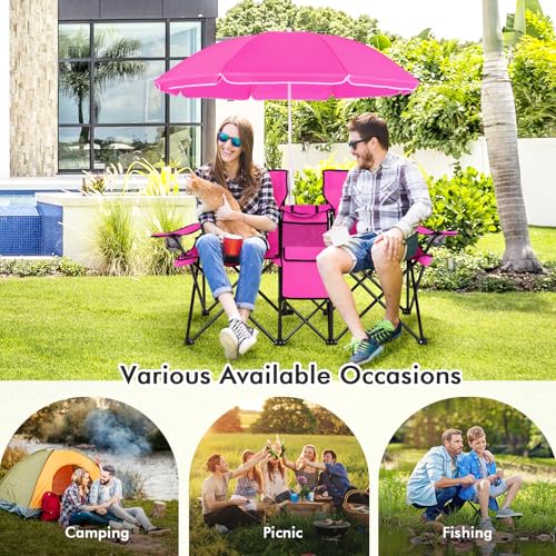 Double Camping Chair with Umbrella (2 Count)