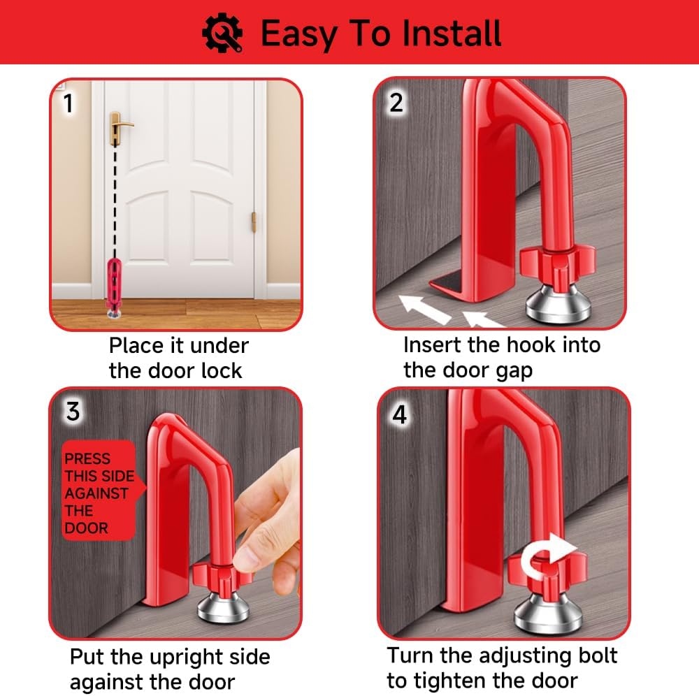 Portable Alarm Door Stopper for Additional Safety in Hotel,Apartment and Bedroom,Removable Bottom Door Jammer Device,Anti Theft Extra Security Lock Kit for Travel. (Normal Stopper&Lock)