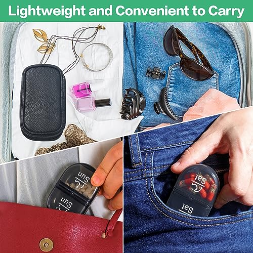 Weekly Travel Pill Organizer 2 Times a Day AM PM Black Pill Box