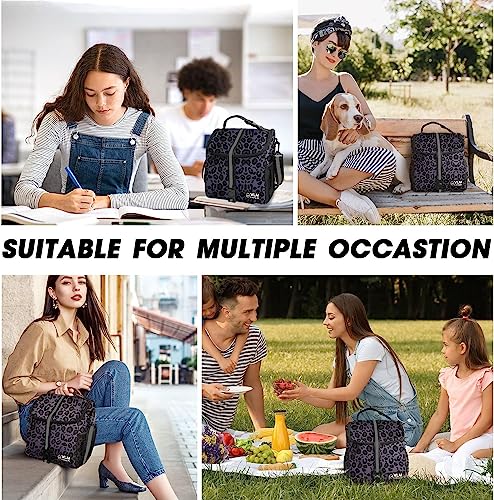 Lunch Box for Women (Leopard-Purple / Medium)