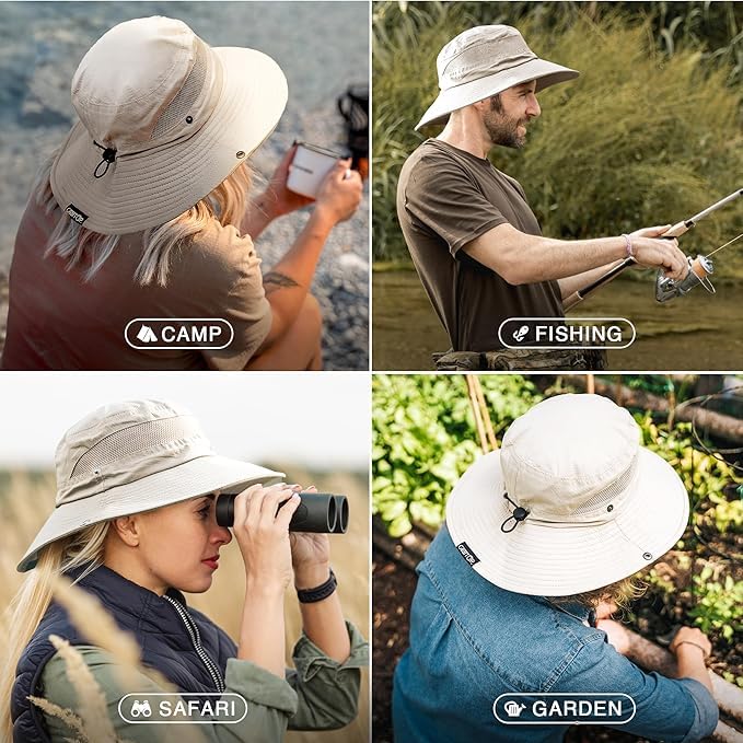 Safari Hat for Men Sun Hats for Women UV Protection UPF 50+ Fishing