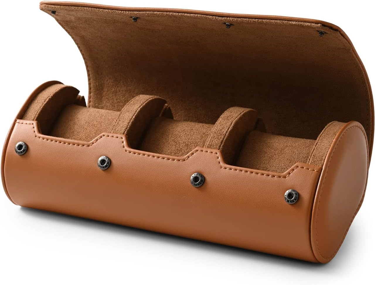 Oirlv Premium Leather Watch Roll Travel Case 3-Slot Watch Box for Men and Women Storage & Organizer Display, Anniversary Birthday(Brown)