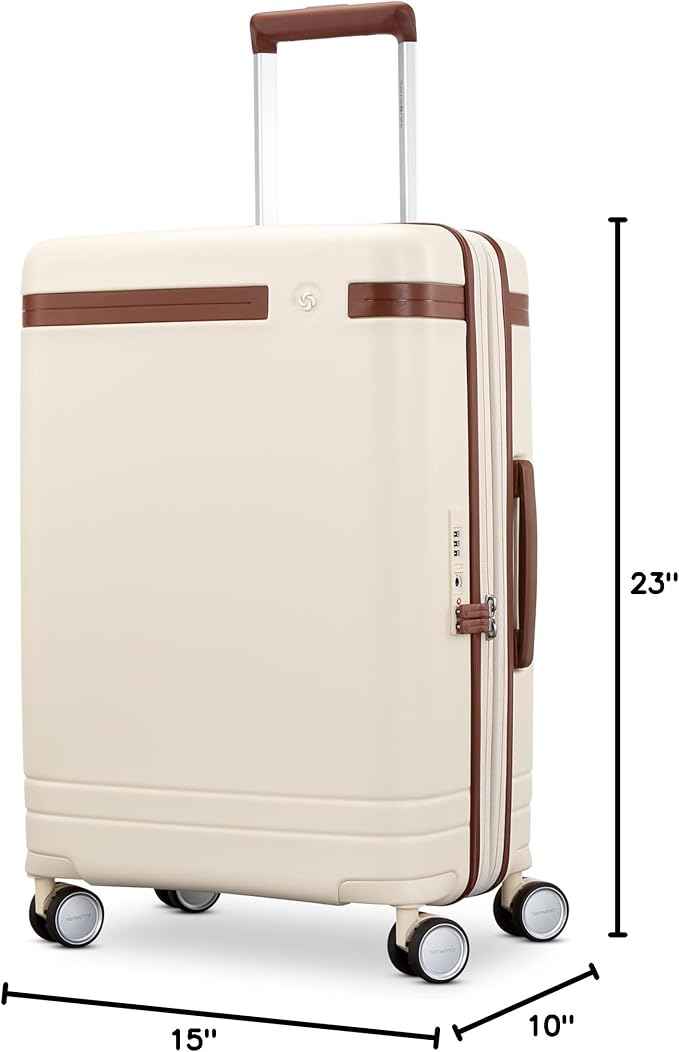Virtuosa Hardside 21 Inch Carry On Luggage - Airline Approved with 360° Spinner Wheels, RightHeight™ Adjustable Handle - Zippered WetPak™ - TSA Lock - Expandable Light Polycarbonate Shell - Off White